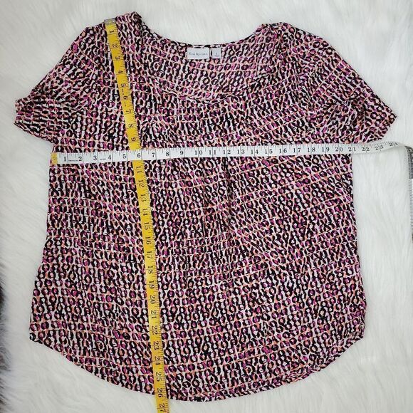 KIM ROGERS light weight geo dot pink top blouse size L - Picture 9 of 11